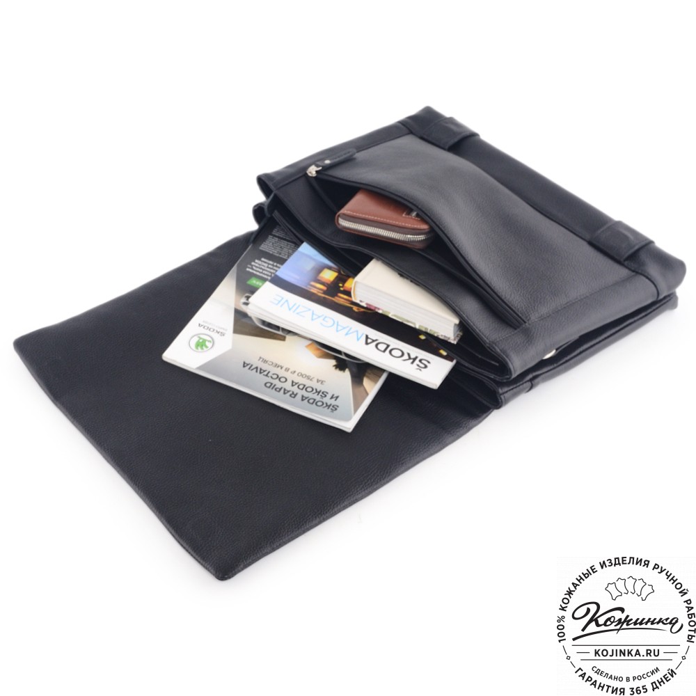  Кожаная сумка через плечо "Бавария" (черная) 