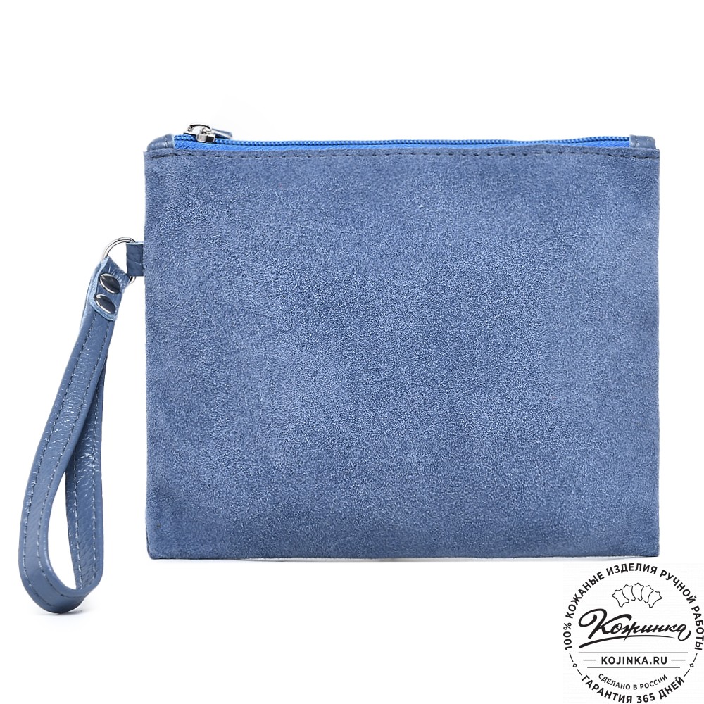  Кожаная косметичка "Флавия" велюр (джинс)