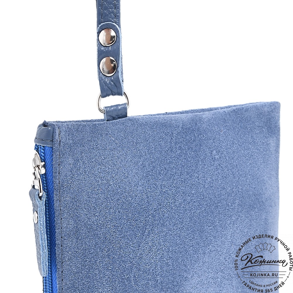  Кожаная косметичка "Флавия" велюр (джинс)