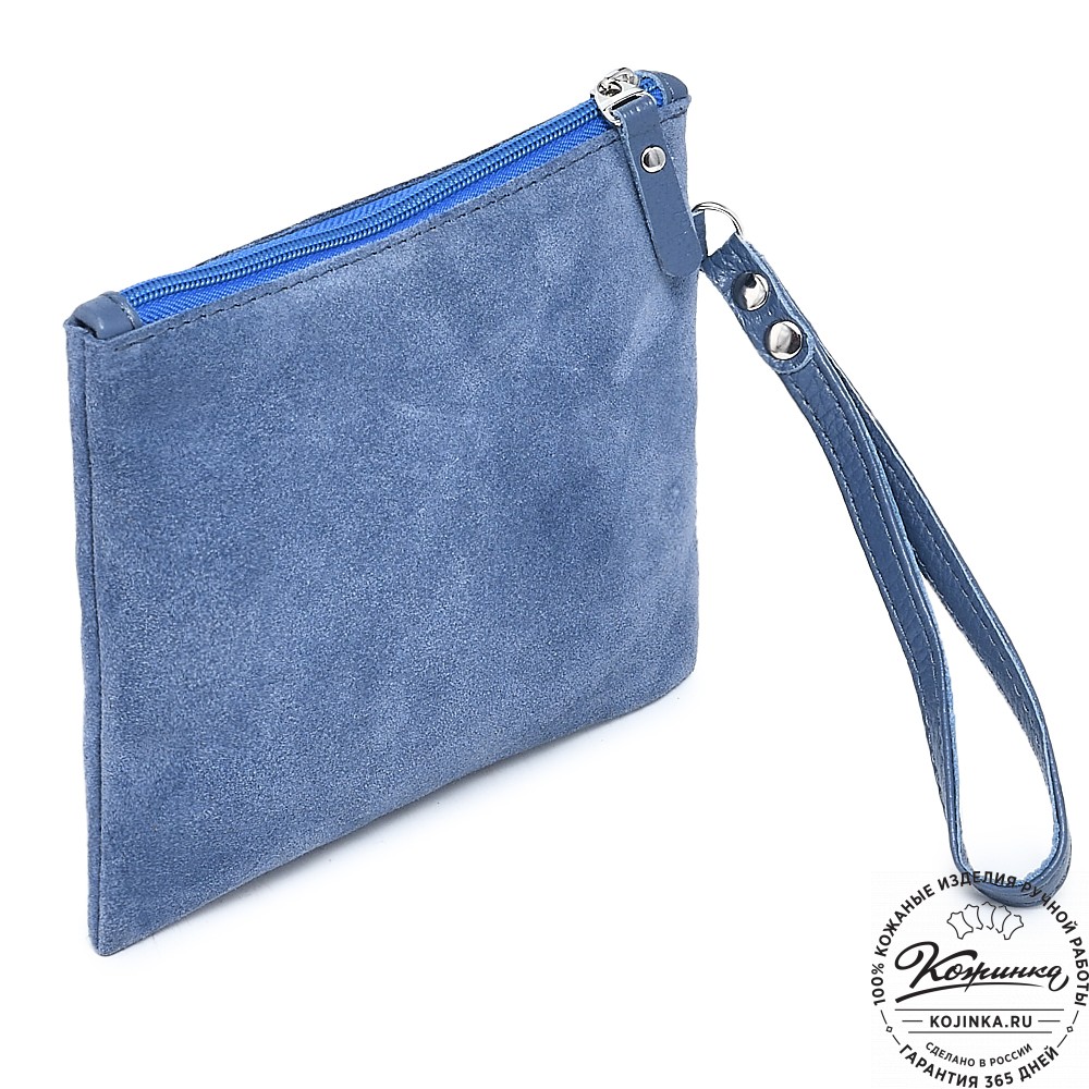  Кожаная косметичка "Флавия" велюр (джинс)