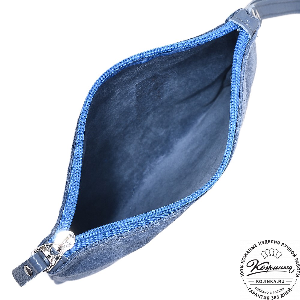  Кожаная косметичка "Флавия" велюр (джинс)