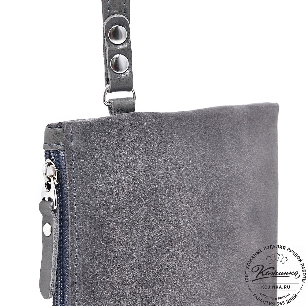  Кожаная косметичка "Флавия" велюр (серый) 
