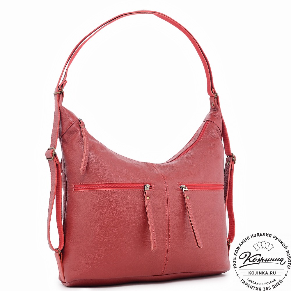  Женская кожаная сумка-трансформер "Ливадия" (красный)