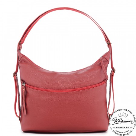  Женская кожаная сумка-трансформер "Ливадия" (красный)