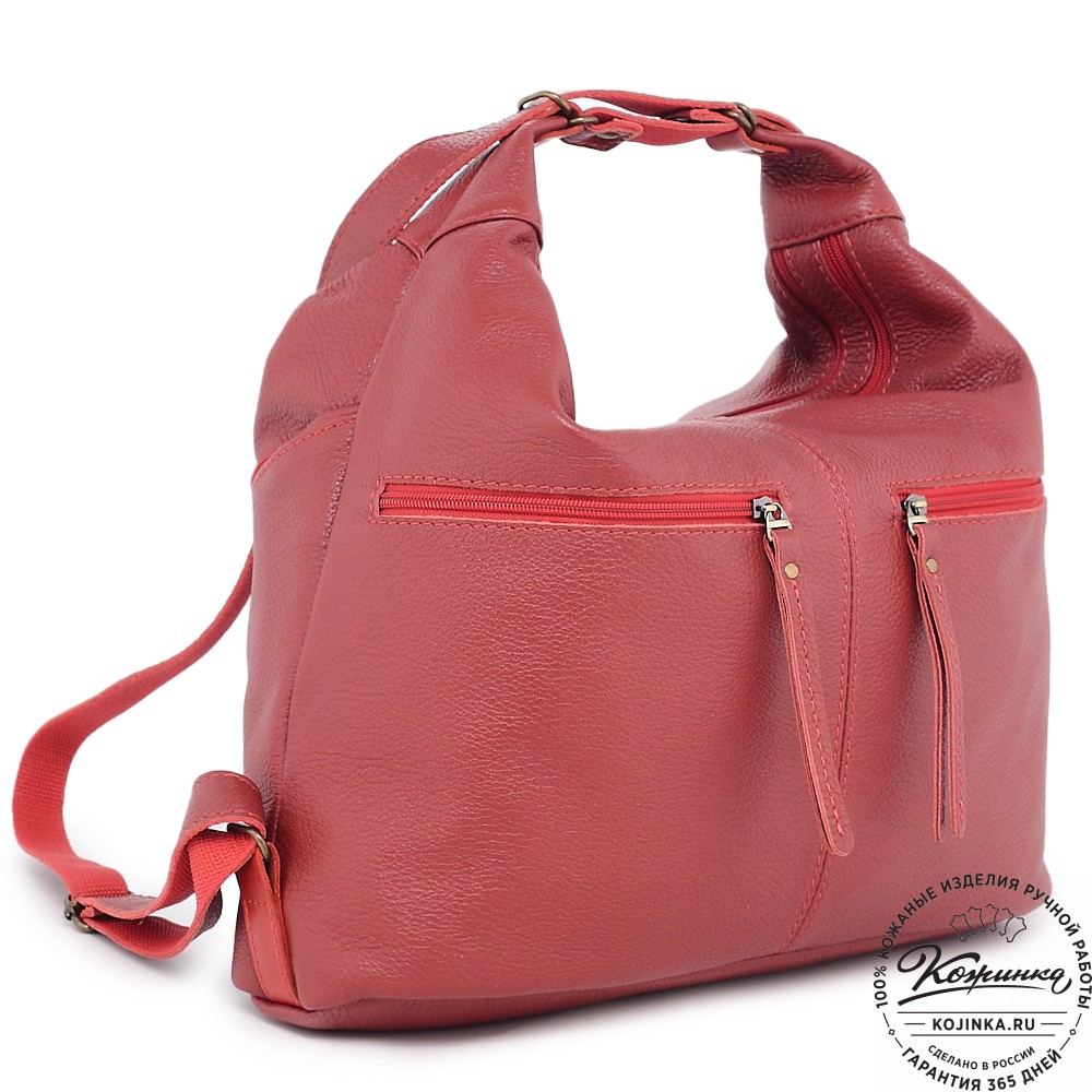  Женская кожаная сумка-трансформер "Ливадия" (красный)