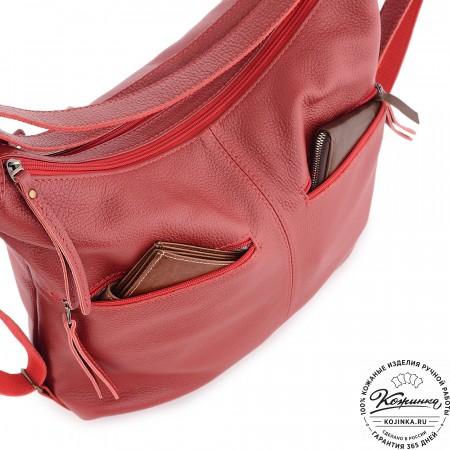  Женская кожаная сумка-трансформер "Ливадия" (красный)