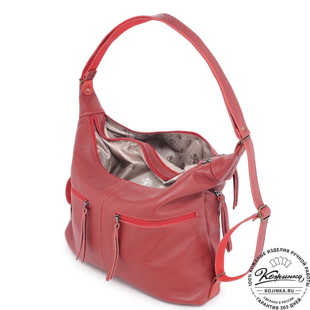  Женская кожаная сумка-трансформер "Ливадия" (красный)