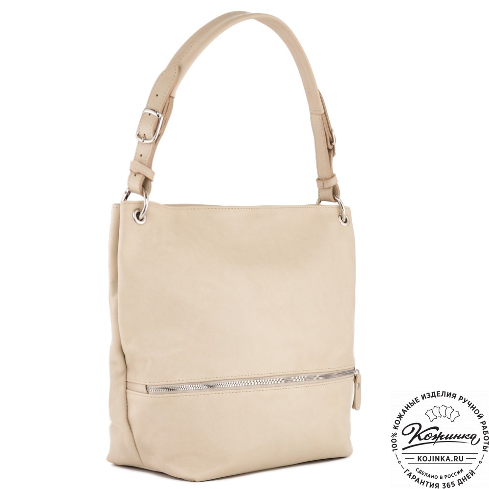  Кожаная женская сумка "Бэлла" (бежевая гладкая кожа)
