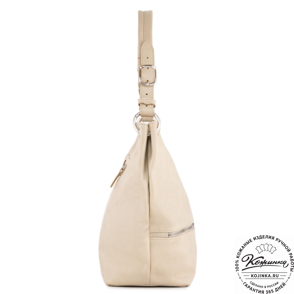  Кожаная женская сумка "Бэлла" (бежевая гладкая кожа)