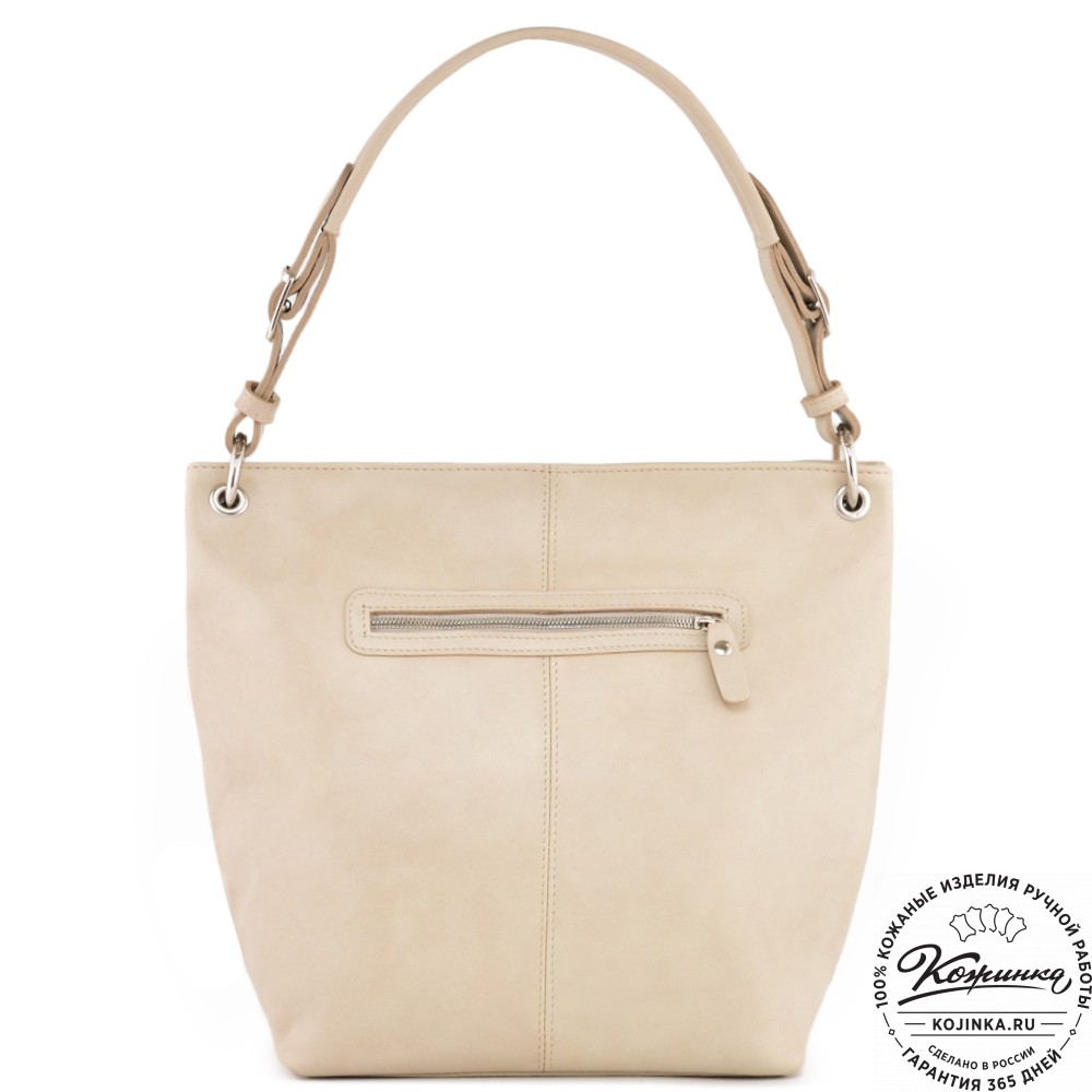 Кожаная женская сумка "Бэлла" (бежевая гладкая кожа)