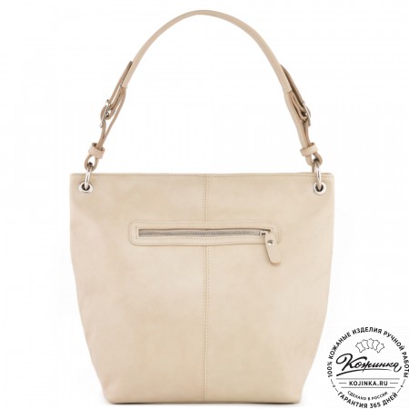  Кожаная женская сумка "Бэлла" (бежевая гладкая кожа)