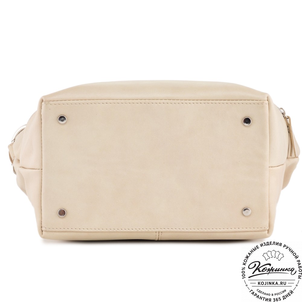  Кожаная женская сумка "Бэлла" (бежевая гладкая кожа)