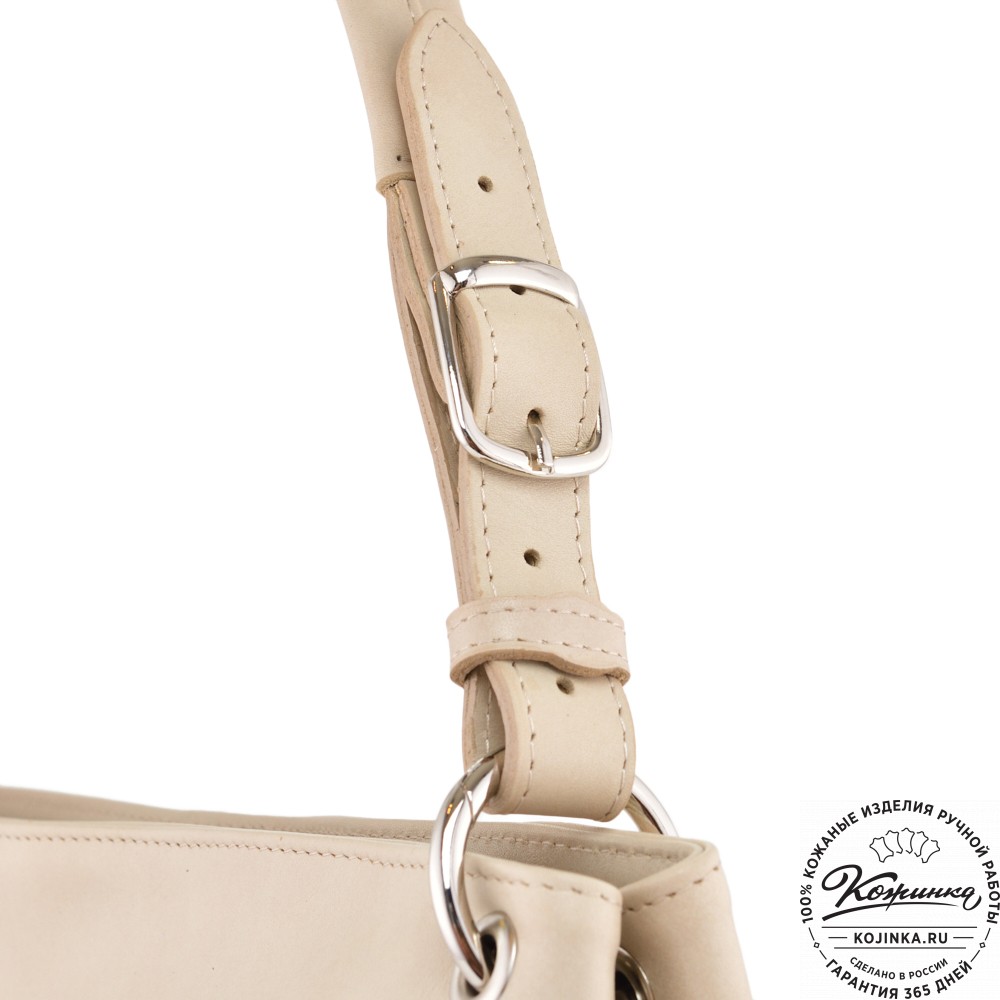  Кожаная женская сумка "Бэлла" (бежевая гладкая кожа)