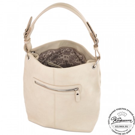  Кожаная женская сумка "Бэлла" (бежевая гладкая кожа)