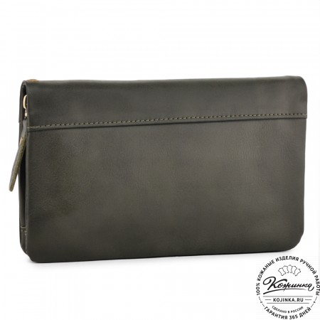  Кожаный клатч "Дарси" (хаки гладкая кожа)