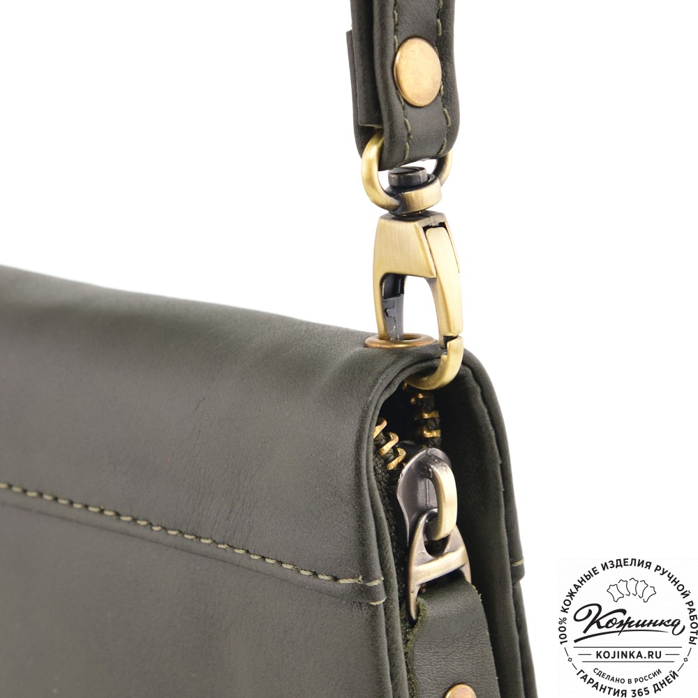  Кожаный клатч "Дарси" (хаки гладкая кожа)