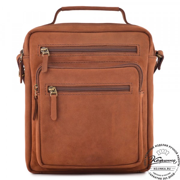  Мужская кожаная сумка "Гектор" (коричневая крейзи). фото 1