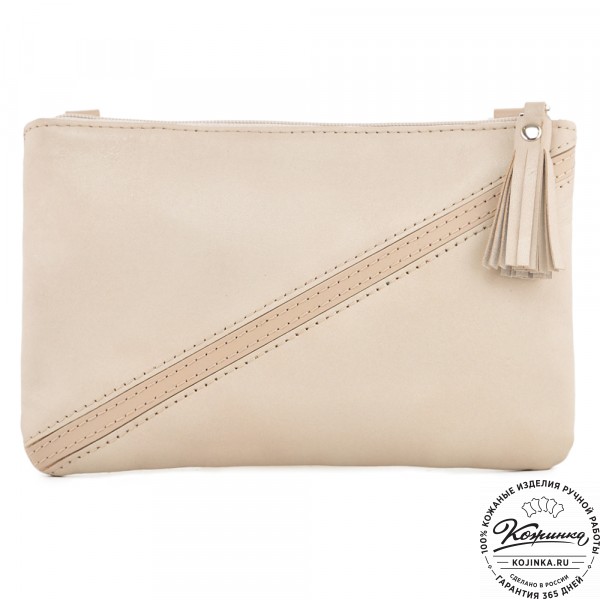 Кожаная сумка "Шарлота" (бежевая). фото 1
