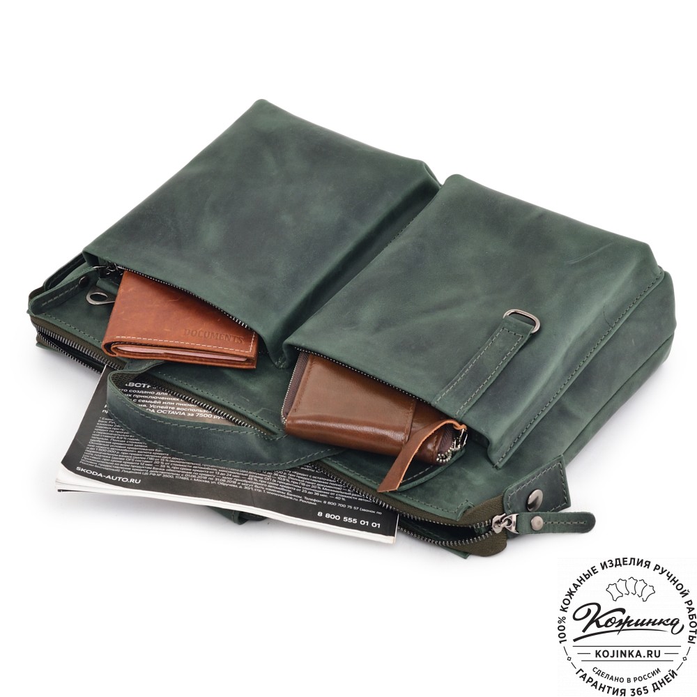  Кожаная деловая сумка "Стюарт" (изумруд)