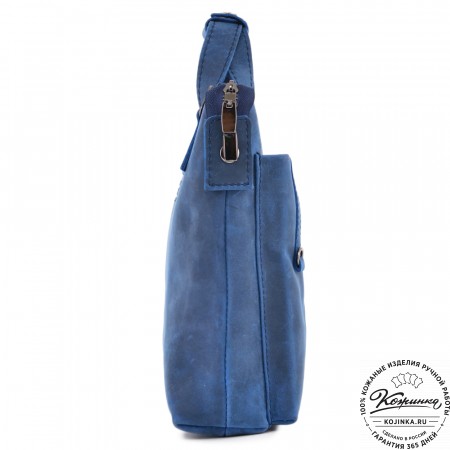  Кожаная деловая сумка "Стюарт" (синий крейзи)