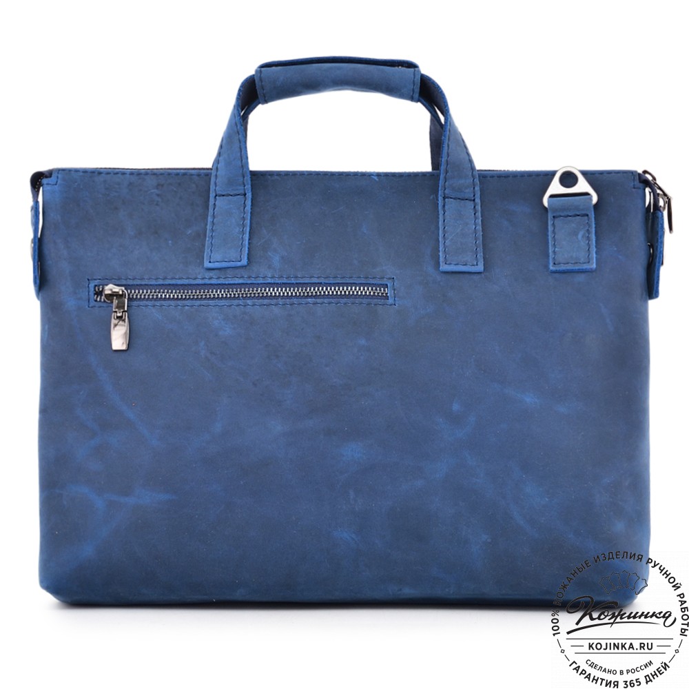  Кожаная деловая сумка "Стюарт" (синий крейзи)