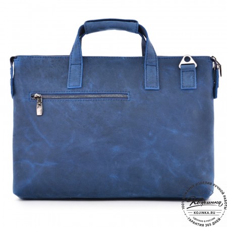  Кожаная деловая сумка "Стюарт" (синий крейзи)