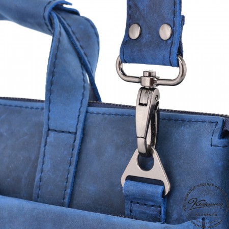  Кожаная деловая сумка "Стюарт" (синий крейзи)