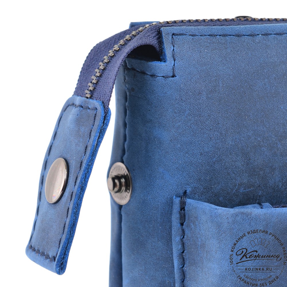  Кожаная деловая сумка "Стюарт" (синий крейзи)