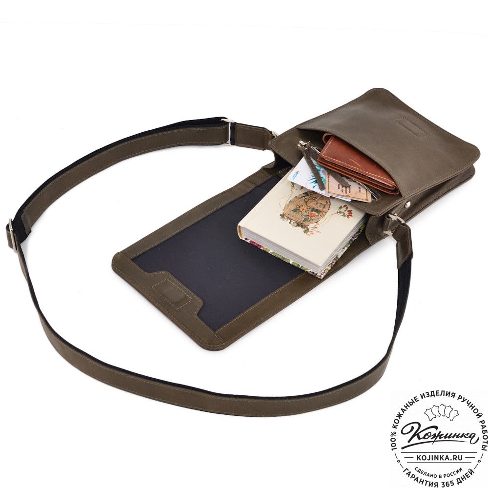 Мужская кожаная сумка "Таллин" (олива)