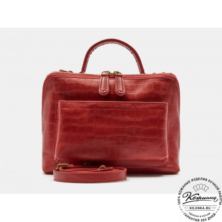 Женская кожаная сумка "Крис" (красная кроко)