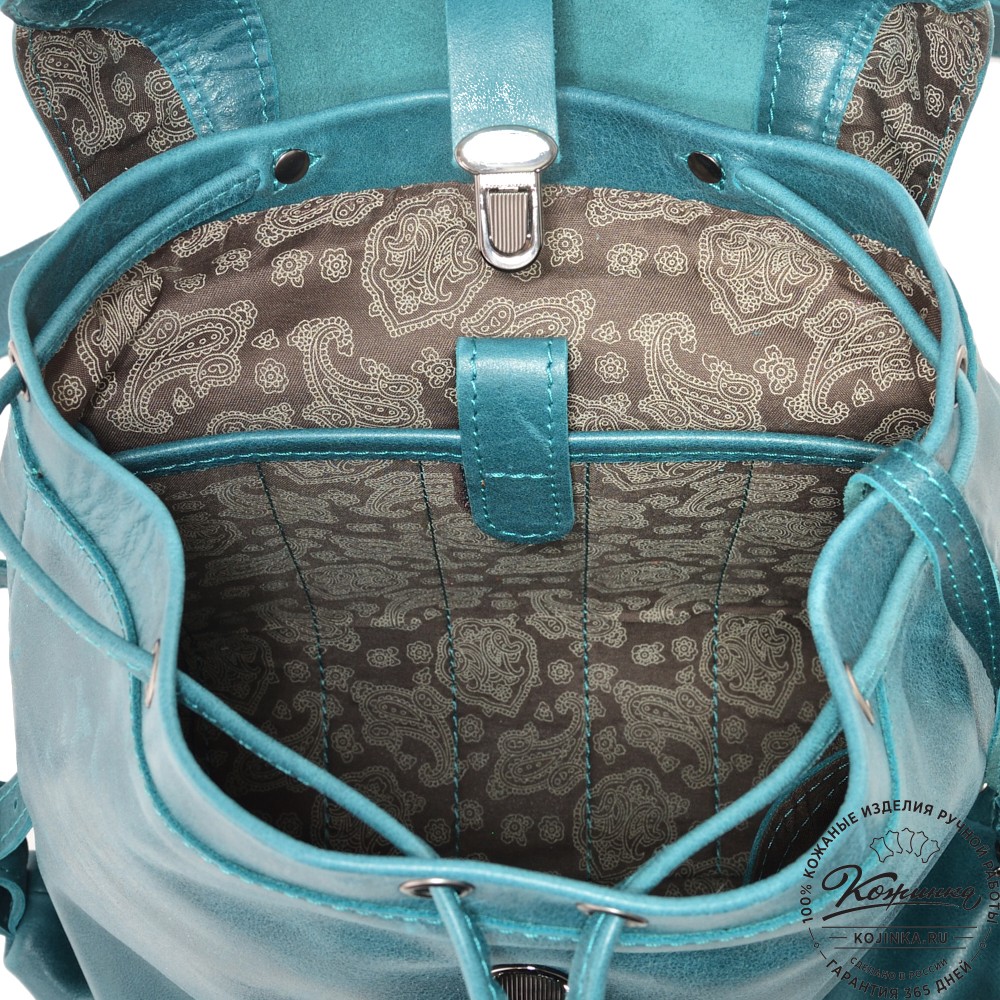  Женский кожаный рюкзак "Паулина" (изумруд) 