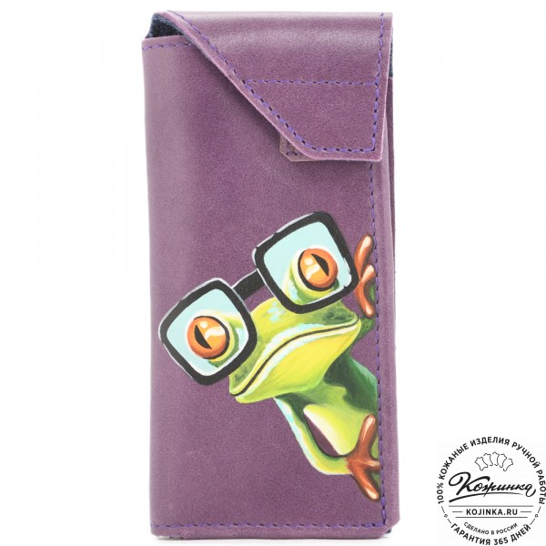 Кожаный футляр для очков "Марокко" "Лягушка в очках". фото 1