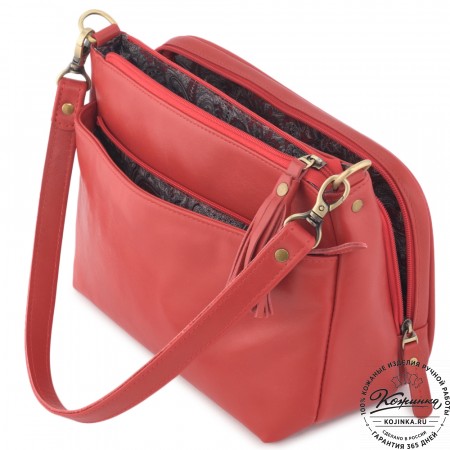 Женская кожаная сумка "Эмма" "Пантера" (красный)