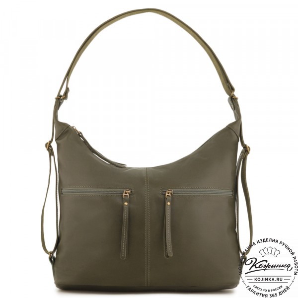 Женская кожаная сумка-трансформер "Ливадия" (хаки гладкая кожа) . фото 1