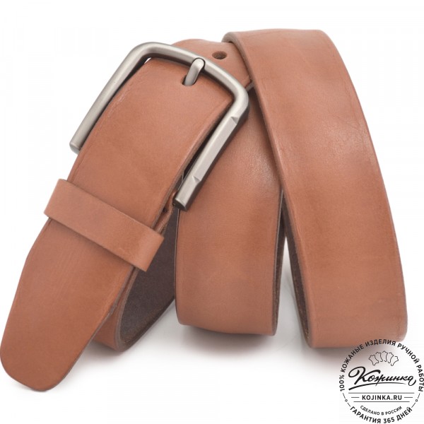 Кожаный ремень "Канзас" (коньяк). фото 1