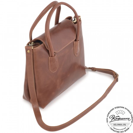 Женская кожаная сумка "Ванесса" (коньяк глянец)