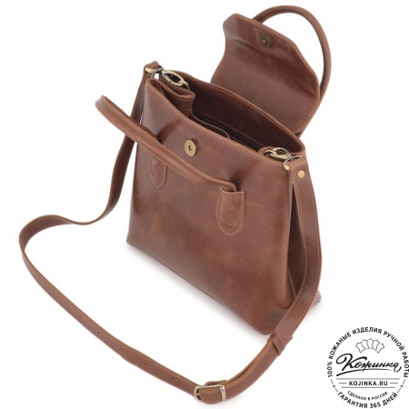 Женская кожаная сумка "Ванесса" (коньяк глянец)