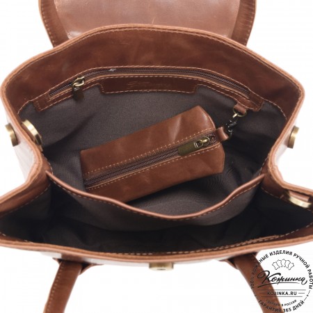 Женская кожаная сумка "Ванесса" (коньяк глянец)