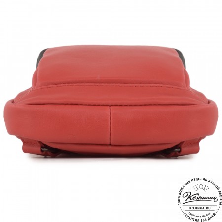 Кожаная сумка на грудь "Вульф" (красная)