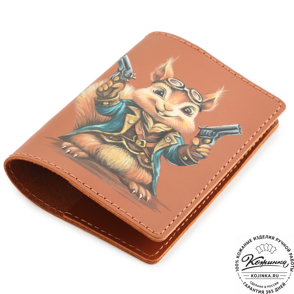  Кожаная обложка на паспорт "Будапешт" "Белка"