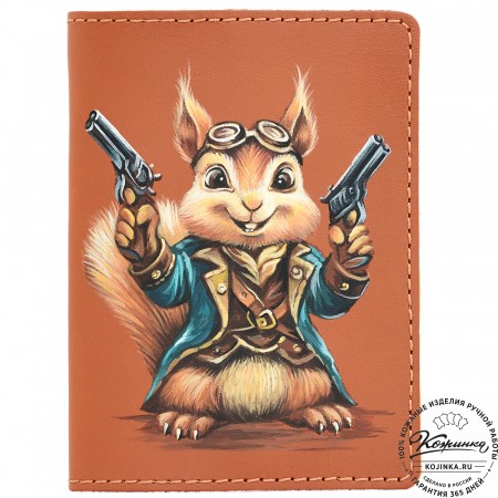  Кожаная обложка на паспорт "Будапешт" "Белка"
