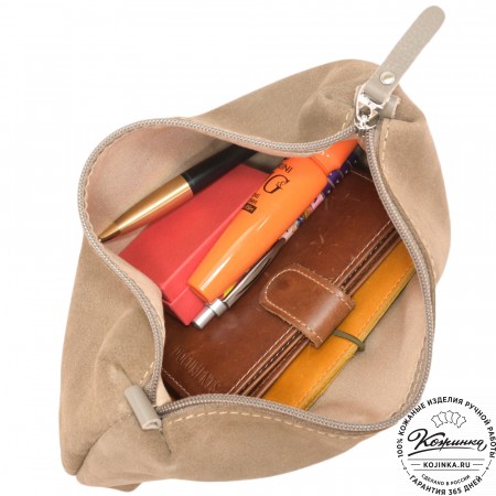 Кожаная косметичка "Лорен" (капучино)