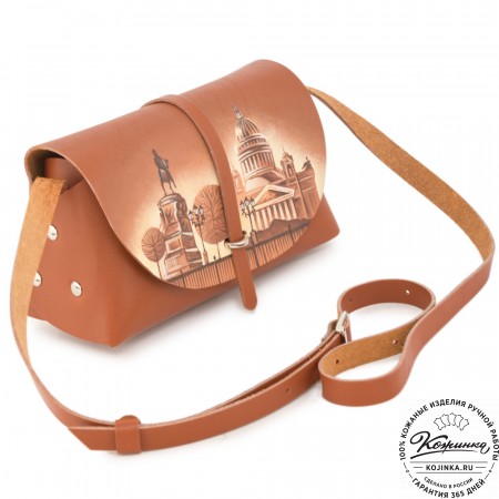  Женская кожаная сумка "Милла макси" "Санкт-Петербург"  (рыжая)