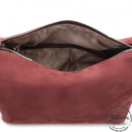 Женская кожаная сумка "Тойс" велюр (бордо)