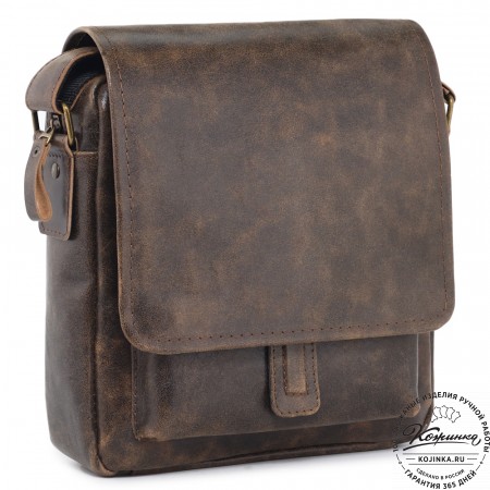 Кожаная сумка через плечо "Алекс" (коричневая наппа)