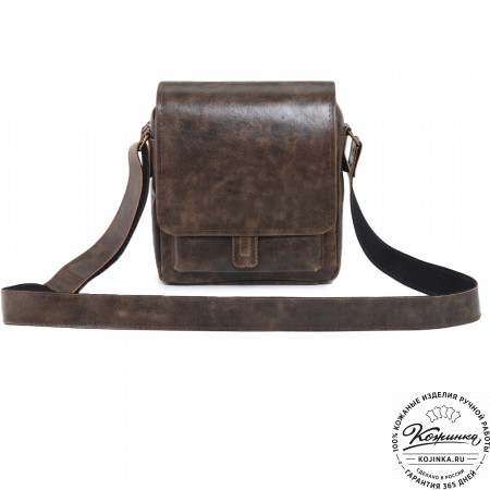  Кожаная сумка через плечо "Алекс" (коричневая наппа)