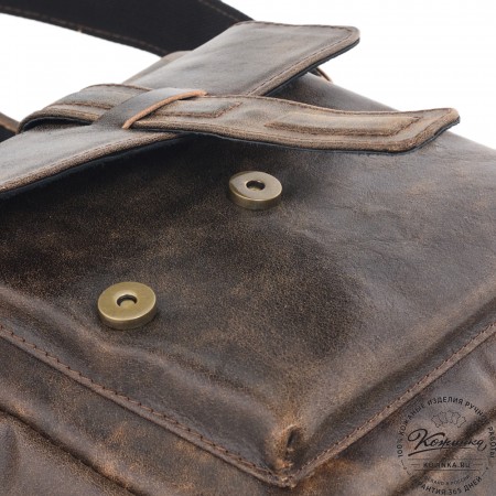  Кожаная сумка через плечо "Алекс" (коричневая наппа)