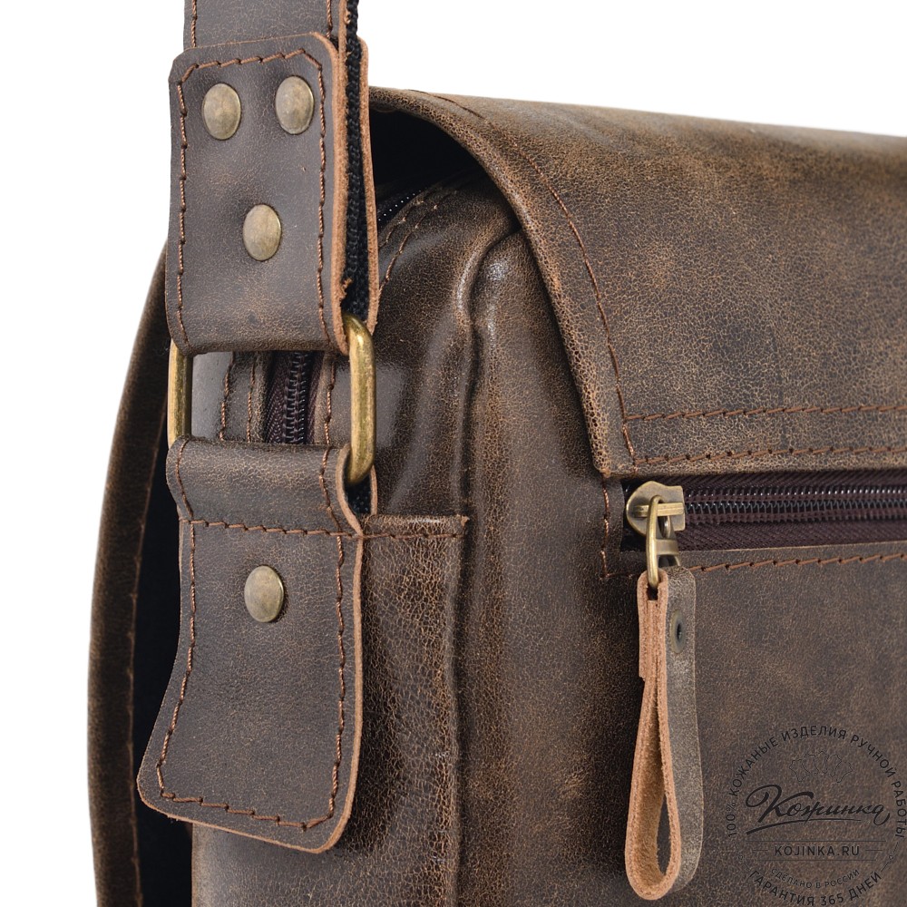  Кожаная сумка через плечо "Алекс" (коричневая наппа)