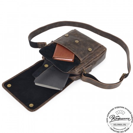  Кожаная сумка через плечо "Алекс" (коричневая наппа)