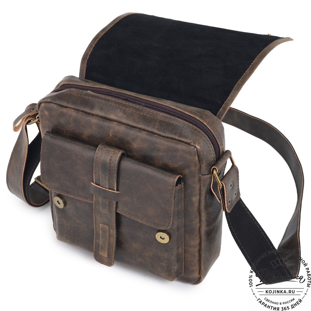  Кожаная сумка через плечо "Алекс" (коричневая наппа)